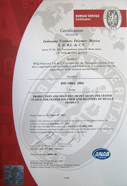 rib Australische persoon Maak plaats Indorama Ventures Polymers Mexico received ISO 14001 | Indorama Ventures